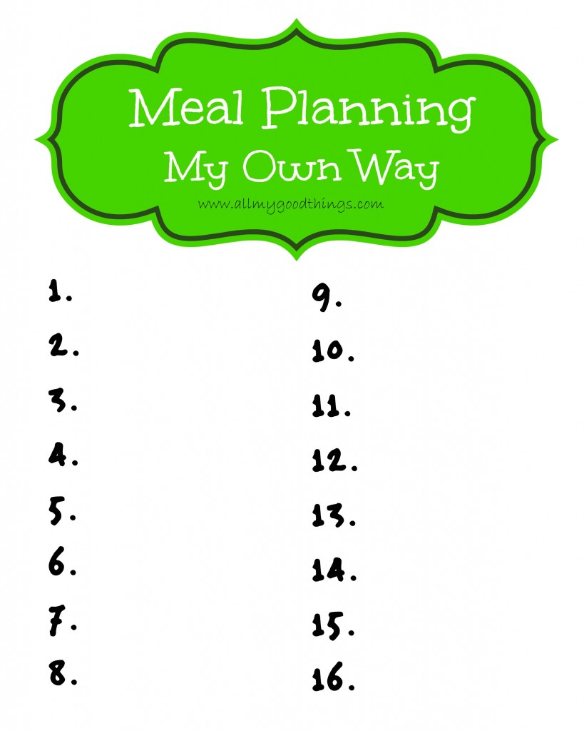 Meal Planning My Own Way