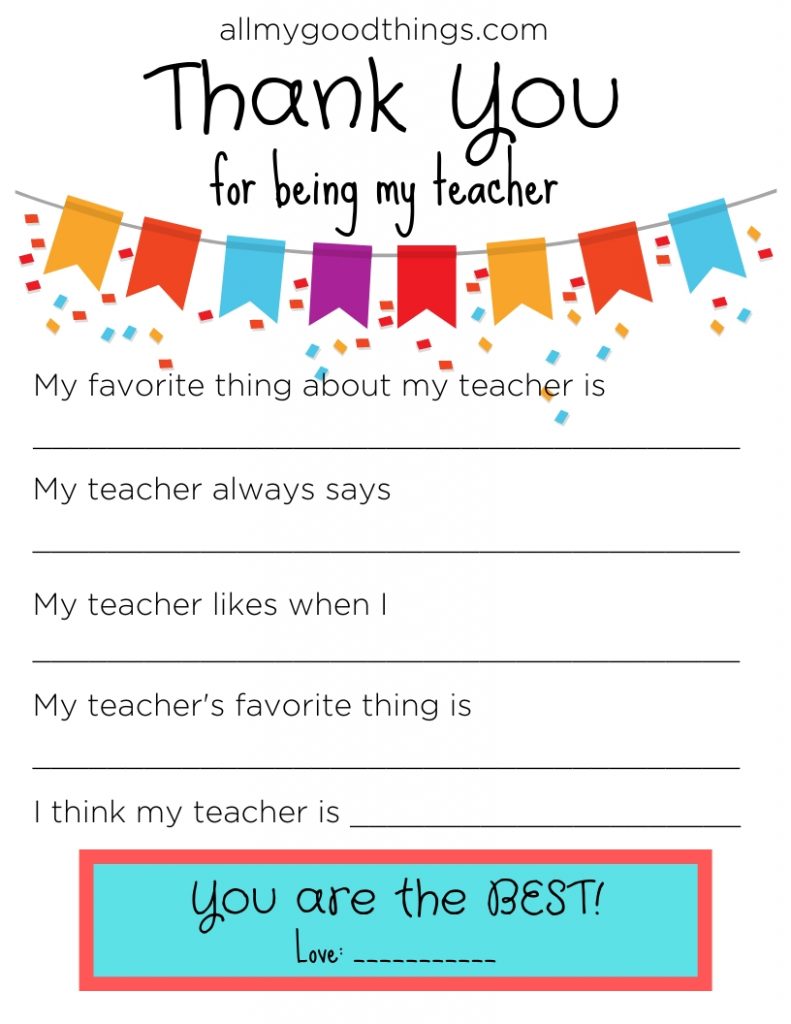 Teacher Appreciation Day Printable Cards Add Photos And Your Own Message 