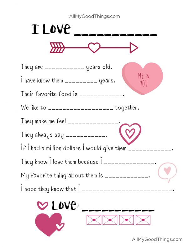 Free Valentine's Day Printable Questionnaire