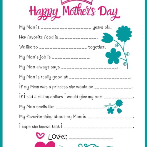 FREE Mother's Day Printable Questionnaire